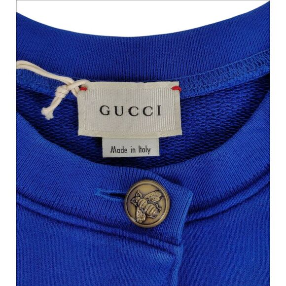 Gucci Kids Royal Blue Dye Cotton Button-up Sweatshirt 10 Women XS to S - Picture 5 of 6